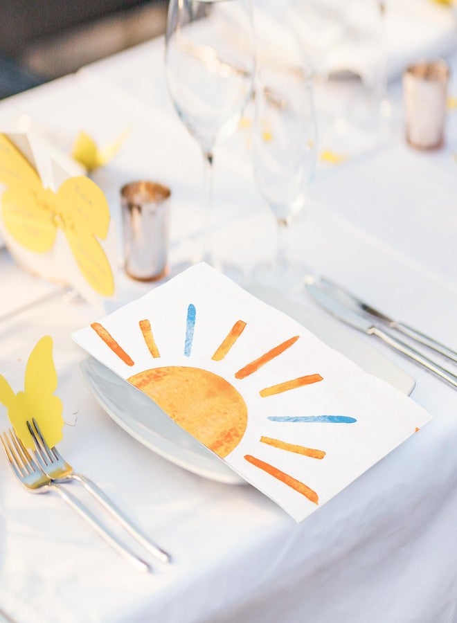 JarThenaAMCS 100Pcs Colorful Sun Paper Guest Napkin First Trip Around The Sun Bathroom Napkin Sunshine Disposable Hand Towel Napkin for Home Party Supplies - Image 4